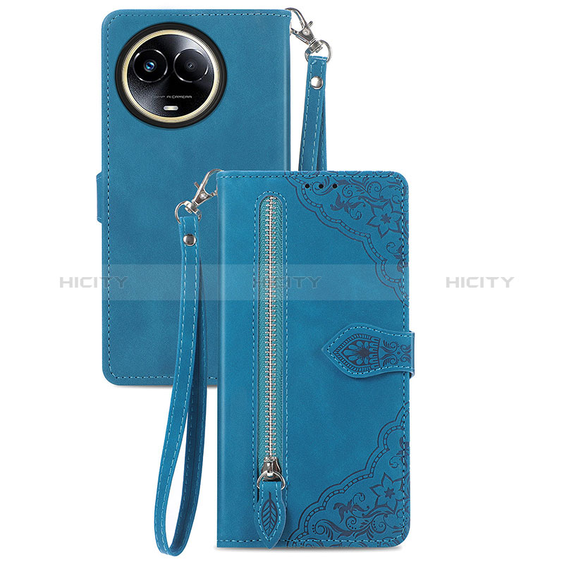 Handytasche Stand Schutzhülle Flip Leder Hülle S06D für Realme 11 5G Blau Plus