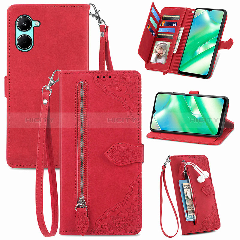 Handytasche Stand Schutzhülle Flip Leder Hülle S06D für Realme C33 groß