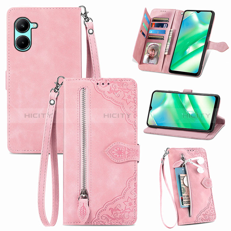 Handytasche Stand Schutzhülle Flip Leder Hülle S06D für Realme C33 Rosa