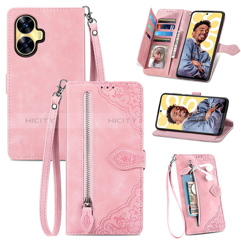 Handytasche Stand Schutzhülle Flip Leder Hülle S06D für Realme C55 Rosa