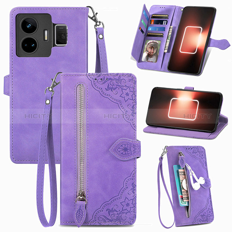 Handytasche Stand Schutzhülle Flip Leder Hülle S06D für Realme GT Neo6 5G Violett Plus