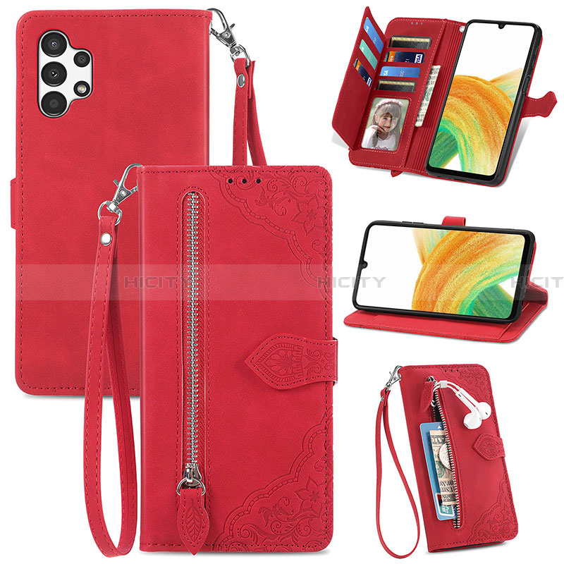 Handytasche Stand Schutzhülle Flip Leder Hülle S06D für Samsung Galaxy A13 4G groß