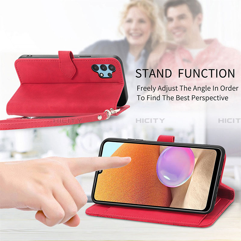 Handytasche Stand Schutzhülle Flip Leder Hülle S06D für Samsung Galaxy A32 4G groß