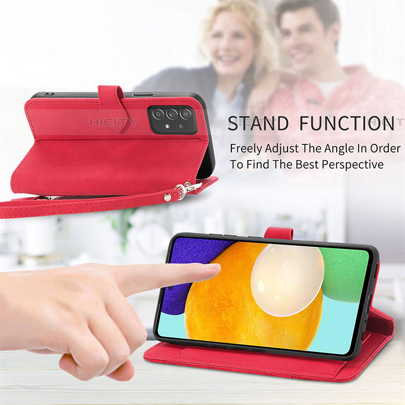 Handytasche Stand Schutzhülle Flip Leder Hülle S06D für Samsung Galaxy A52 4G groß