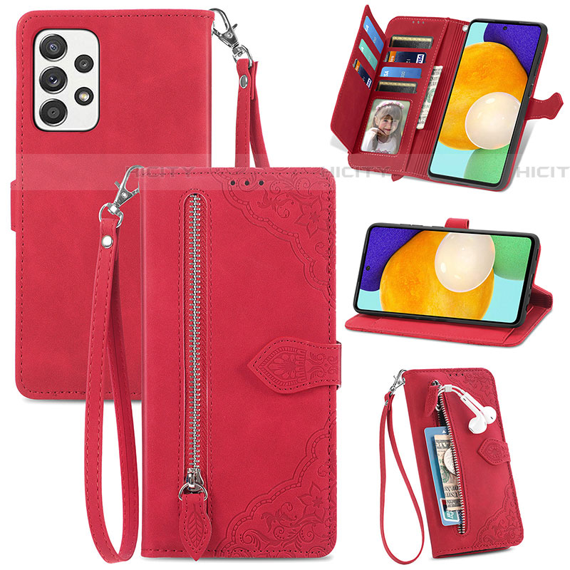 Handytasche Stand Schutzhülle Flip Leder Hülle S06D für Samsung Galaxy A52 4G Rot Plus