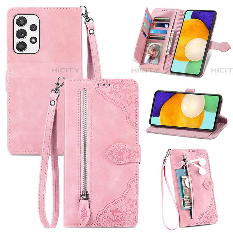 Handytasche Stand Schutzhülle Flip Leder Hülle S06D für Samsung Galaxy A52 5G Rosa Plus