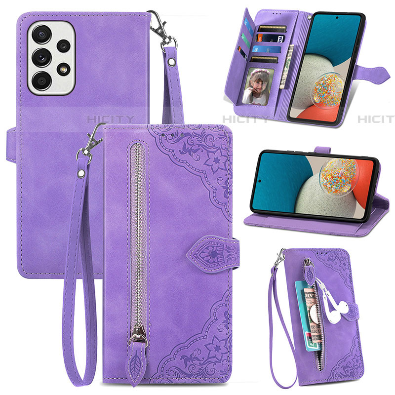 Handytasche Stand Schutzhülle Flip Leder Hülle S06D für Samsung Galaxy A53 5G Violett