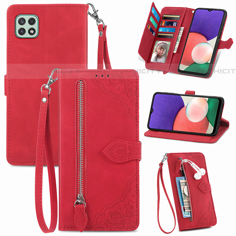 Handytasche Stand Schutzhülle Flip Leder Hülle S06D für Samsung Galaxy F42 5G Rot Plus