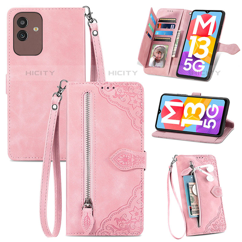 Handytasche Stand Schutzhülle Flip Leder Hülle S06D für Samsung Galaxy M13 5G Rosa