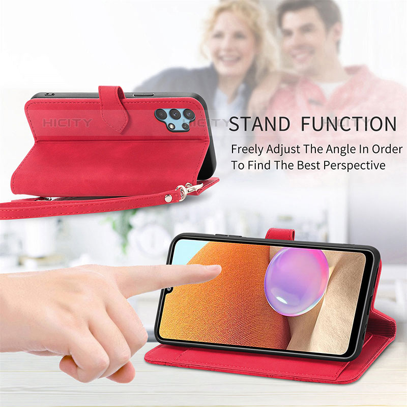 Handytasche Stand Schutzhülle Flip Leder Hülle S06D für Samsung Galaxy M32 5G groß