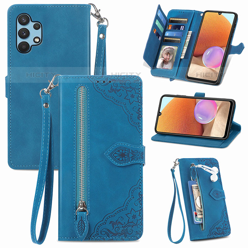 Handytasche Stand Schutzhülle Flip Leder Hülle S06D für Samsung Galaxy M32 5G groß