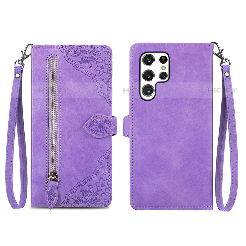 Handytasche Stand Schutzhülle Flip Leder Hülle S06D für Samsung Galaxy S23 Ultra 5G Violett Plus