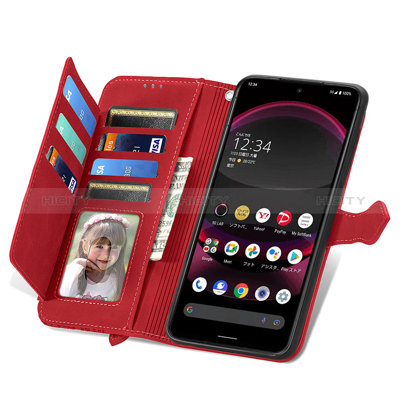 Handytasche Stand Schutzhülle Flip Leder Hülle S06D für Sharp Aquos R8s Pro groß