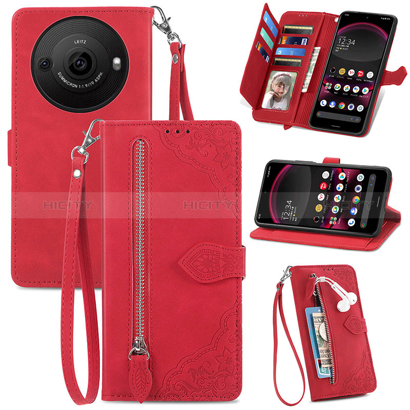 Handytasche Stand Schutzhülle Flip Leder Hülle S06D für Sharp Aquos R8s Pro Rot