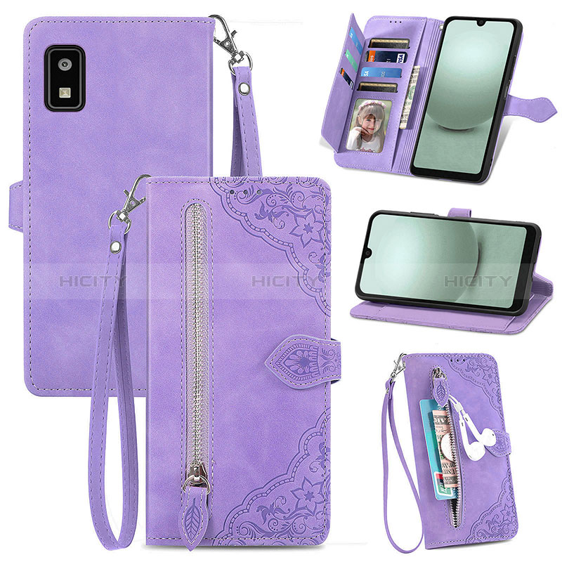 Handytasche Stand Schutzhülle Flip Leder Hülle S06D für Sharp Aquos wish3 Violett Plus