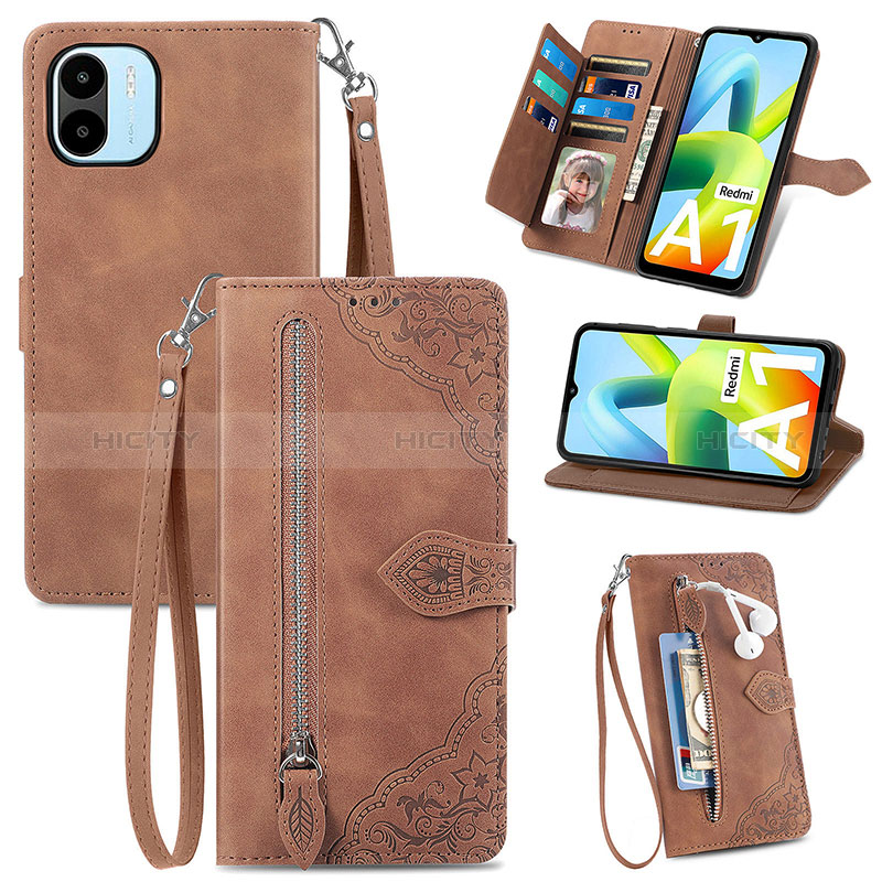 Handytasche Stand Schutzhülle Flip Leder Hülle S06D für Xiaomi Poco C50 Braun