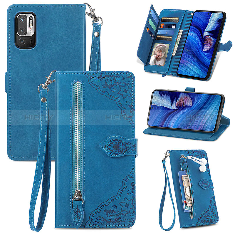 Handytasche Stand Schutzhülle Flip Leder Hülle S06D für Xiaomi POCO M3 Pro 5G Blau Plus