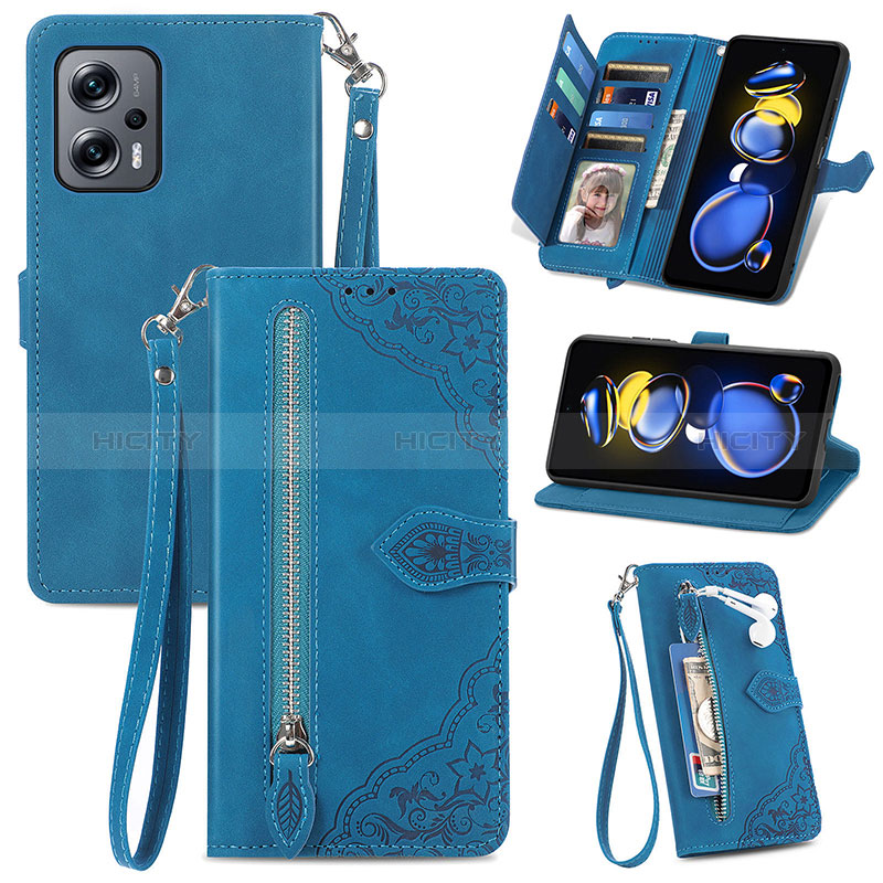 Handytasche Stand Schutzhülle Flip Leder Hülle S06D für Xiaomi Poco X4 GT 5G Blau