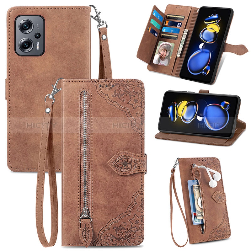 Handytasche Stand Schutzhülle Flip Leder Hülle S06D für Xiaomi Poco X4 GT 5G Braun Plus