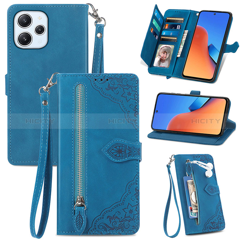 Handytasche Stand Schutzhülle Flip Leder Hülle S06D für Xiaomi Redmi 12 4G groß