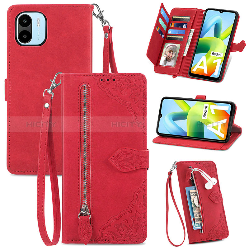 Handytasche Stand Schutzhülle Flip Leder Hülle S06D für Xiaomi Redmi A1 Rot