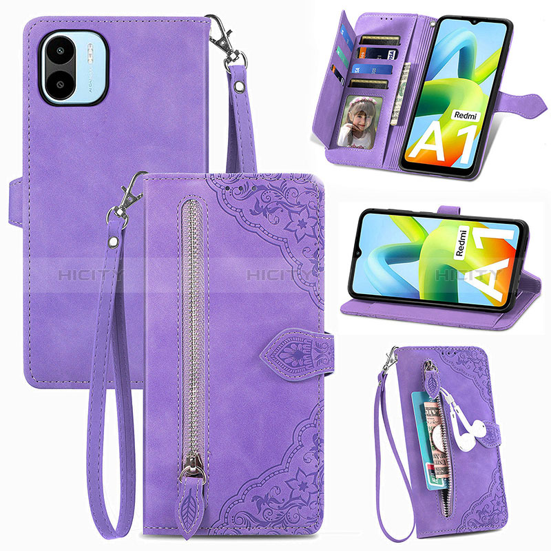 Handytasche Stand Schutzhülle Flip Leder Hülle S06D für Xiaomi Redmi A2 Violett