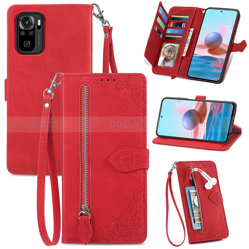 Handytasche Stand Schutzhülle Flip Leder Hülle S06D für Xiaomi Redmi Note 10 4G groß