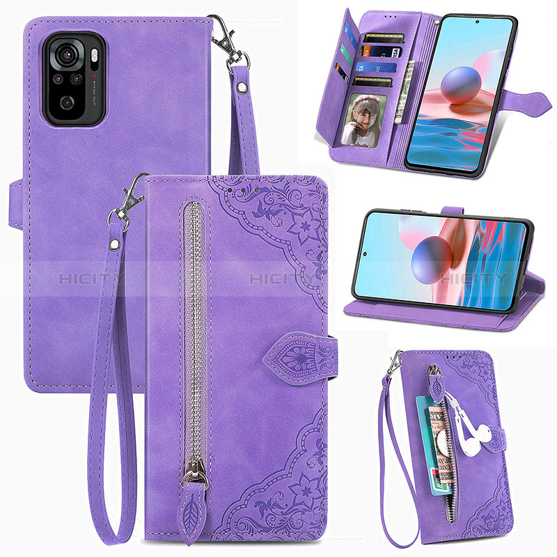 Handytasche Stand Schutzhülle Flip Leder Hülle S06D für Xiaomi Redmi Note 10S 4G Violett