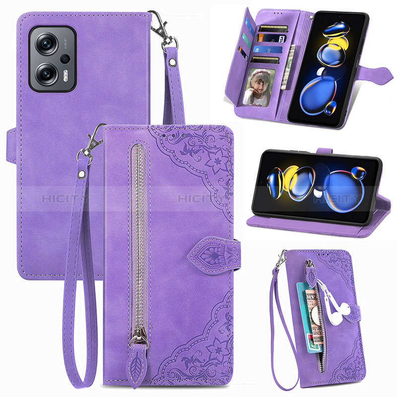 Handytasche Stand Schutzhülle Flip Leder Hülle S06D für Xiaomi Redmi Note 11T Pro 5G Violett