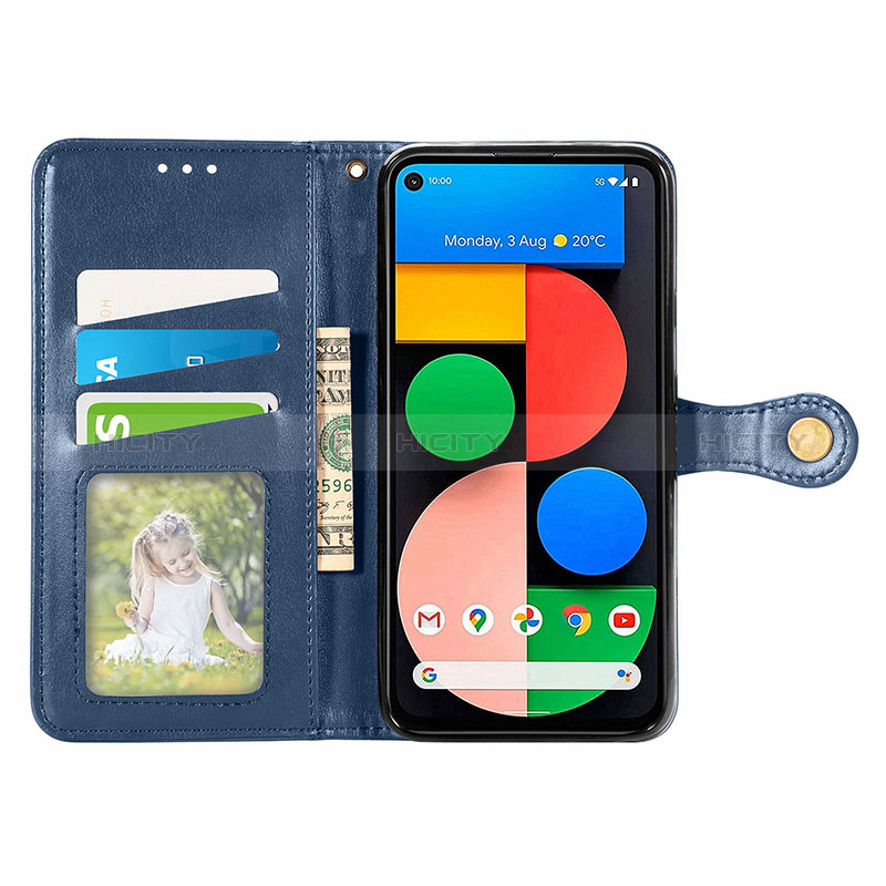 Handytasche Stand Schutzhülle Flip Leder Hülle S07D für Google Pixel 5a 5G groß