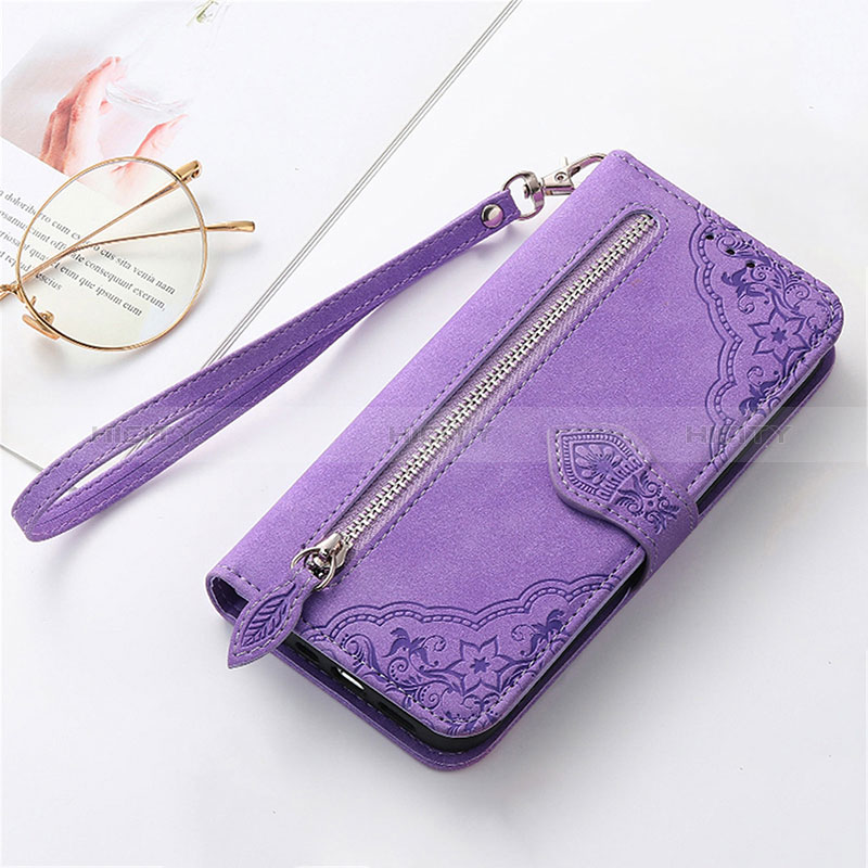 Handytasche Stand Schutzhülle Flip Leder Hülle S07D für Huawei Honor Magic5 5G Violett