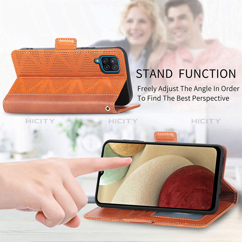 Handytasche Stand Schutzhülle Flip Leder Hülle S07D für Samsung Galaxy A12 5G groß