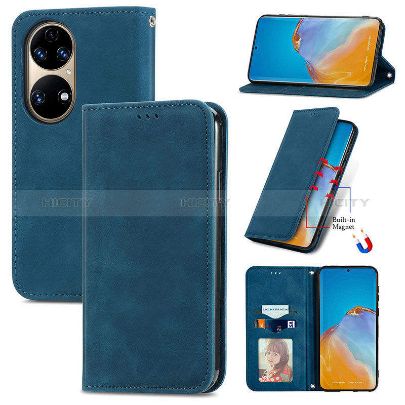 Handytasche Stand Schutzhülle Flip Leder Hülle S08D für Huawei P50 groß