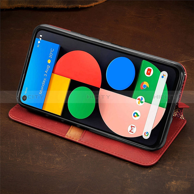 Handytasche Stand Schutzhülle Flip Leder Hülle S09D für Google Pixel 5