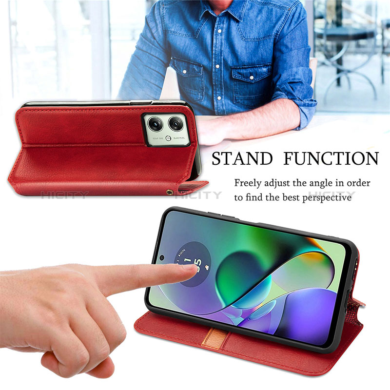 Handytasche Stand Schutzhülle Flip Leder Hülle S09D für Motorola Moto G54 5G groß