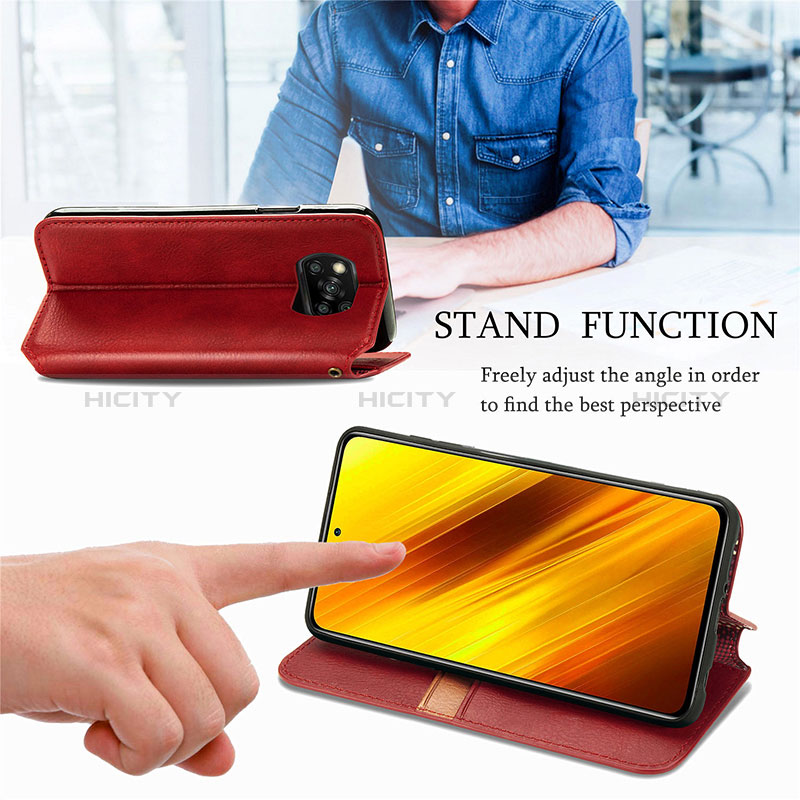 Handytasche Stand Schutzhülle Flip Leder Hülle S09D für Xiaomi Poco X3 NFC groß