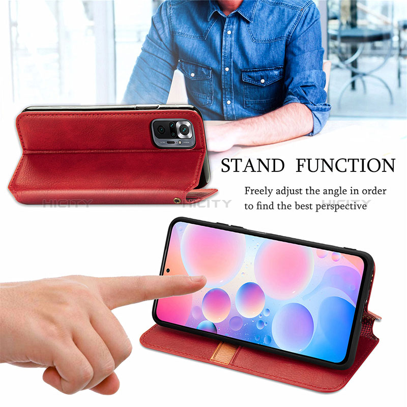 Handytasche Stand Schutzhülle Flip Leder Hülle S09D für Xiaomi Redmi Note 10 Pro 4G groß