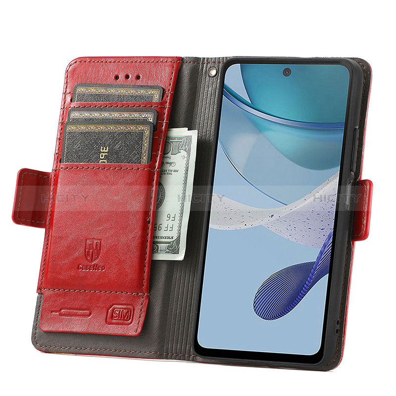 Handytasche Stand Schutzhülle Flip Leder Hülle S10D für Motorola Moto G53 5G groß