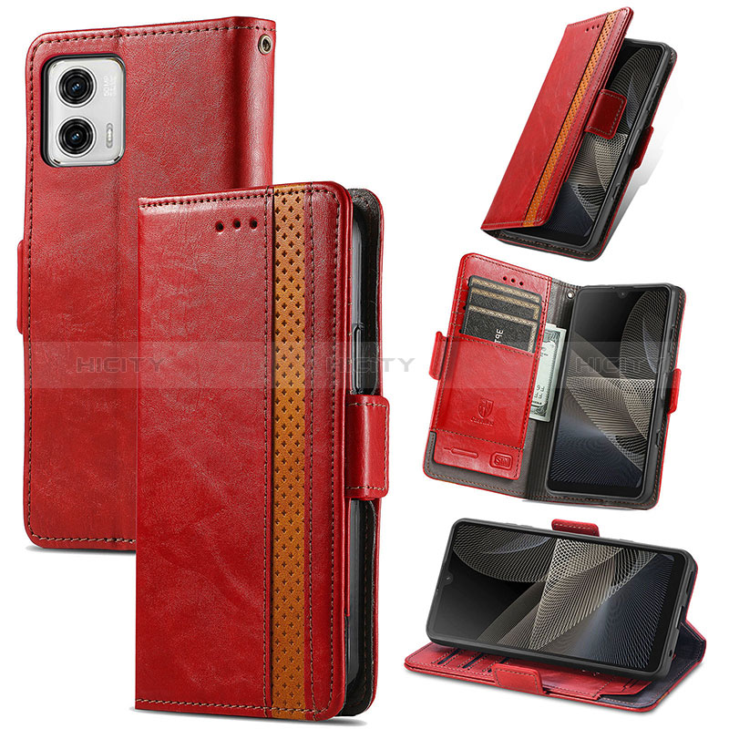 Handytasche Stand Schutzhülle Flip Leder Hülle S10D für Motorola Moto G73 5G groß