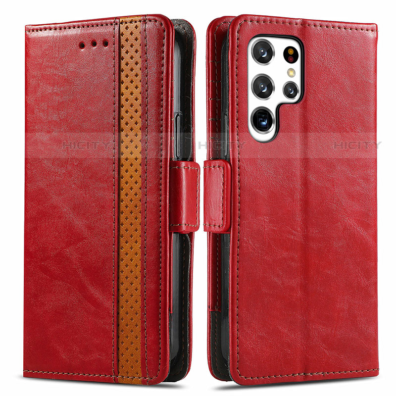 Handytasche Stand Schutzhülle Flip Leder Hülle S10D für Samsung Galaxy S21 Ultra 5G Rot Plus