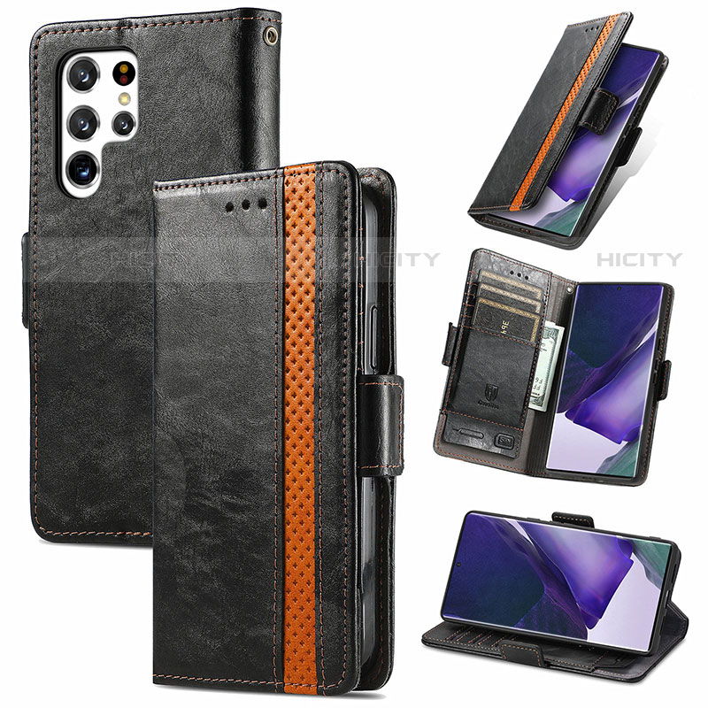 Handytasche Stand Schutzhülle Flip Leder Hülle S10D für Samsung Galaxy S22 Ultra 5G