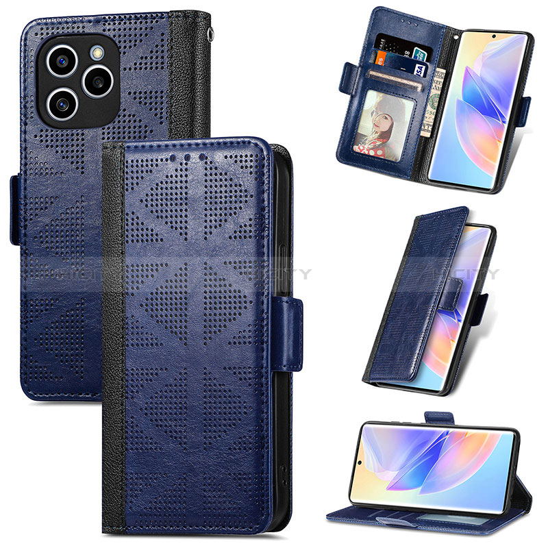 Handytasche Stand Schutzhülle Flip Leder Hülle S11D für Huawei Honor 60 SE 5G Blau Plus