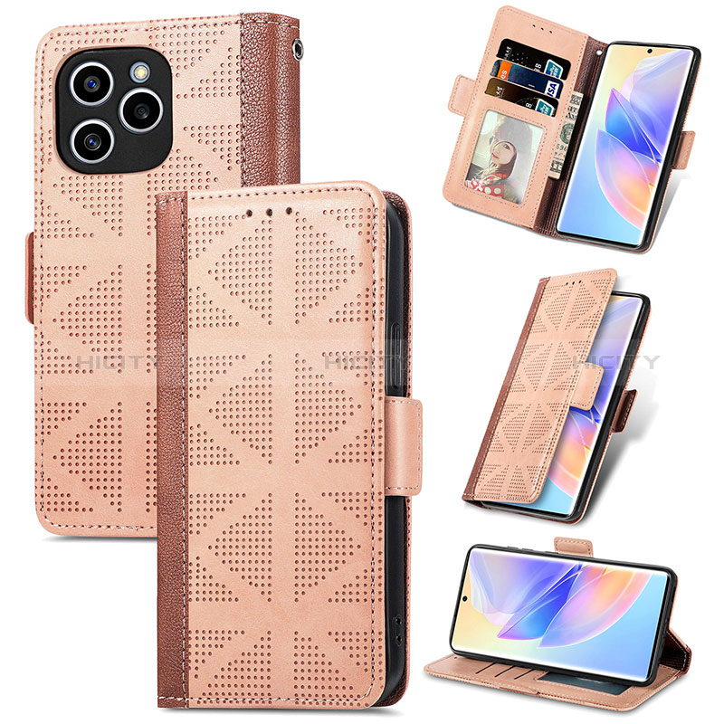 Handytasche Stand Schutzhülle Flip Leder Hülle S11D für Huawei Honor 60 SE 5G Hellbraun