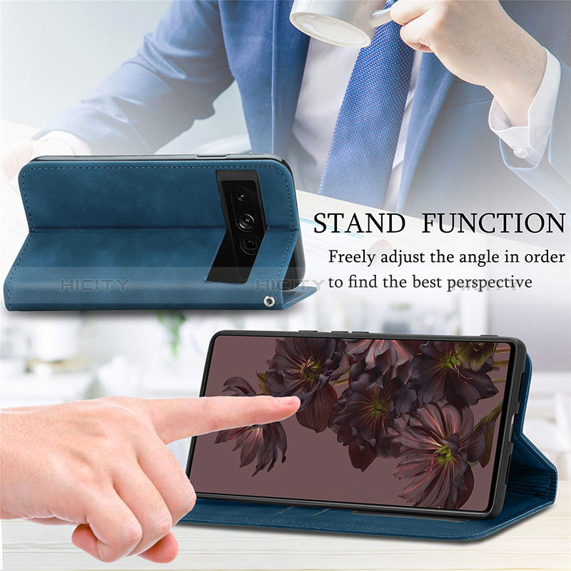 Handytasche Stand Schutzhülle Flip Leder Hülle S12D für Google Pixel 7 Pro 5G groß