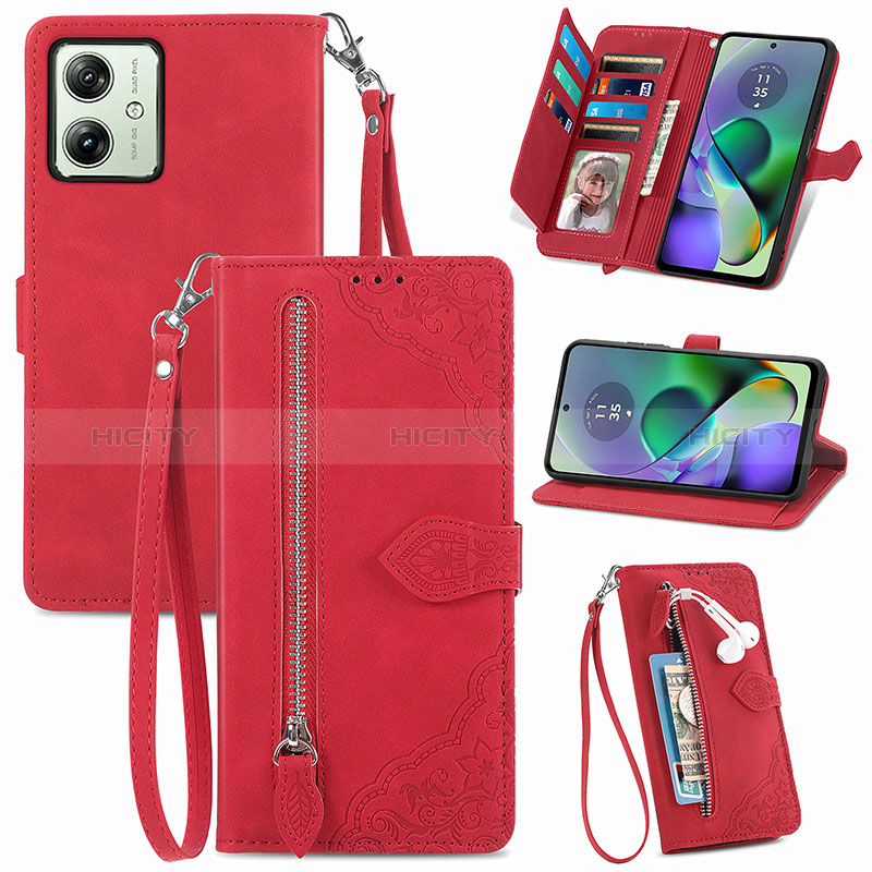 Handytasche Stand Schutzhülle Flip Leder Hülle S14D für Motorola Moto G54 5G groß