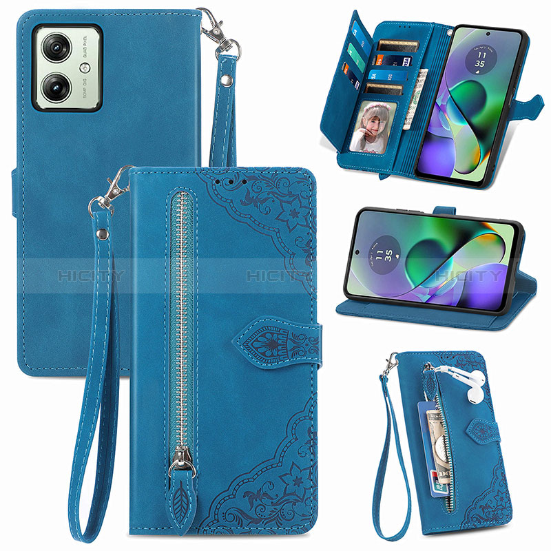 Handytasche Stand Schutzhülle Flip Leder Hülle S14D für Motorola Moto G54 5G groß