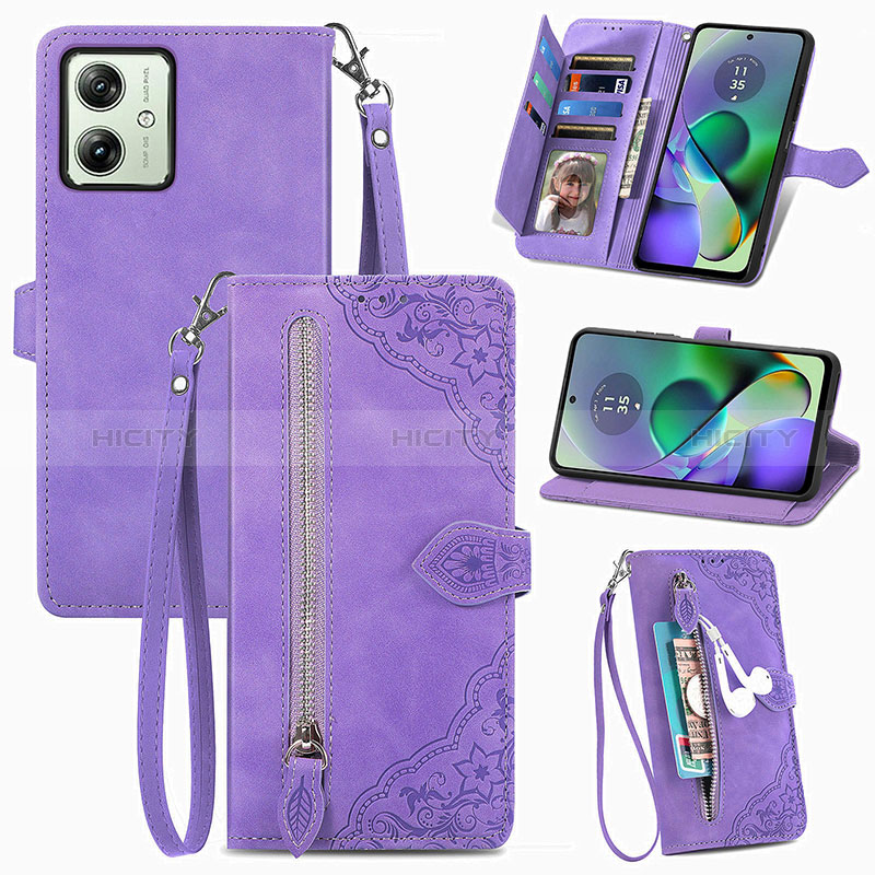 Handytasche Stand Schutzhülle Flip Leder Hülle S14D für Motorola Moto G54 5G groß