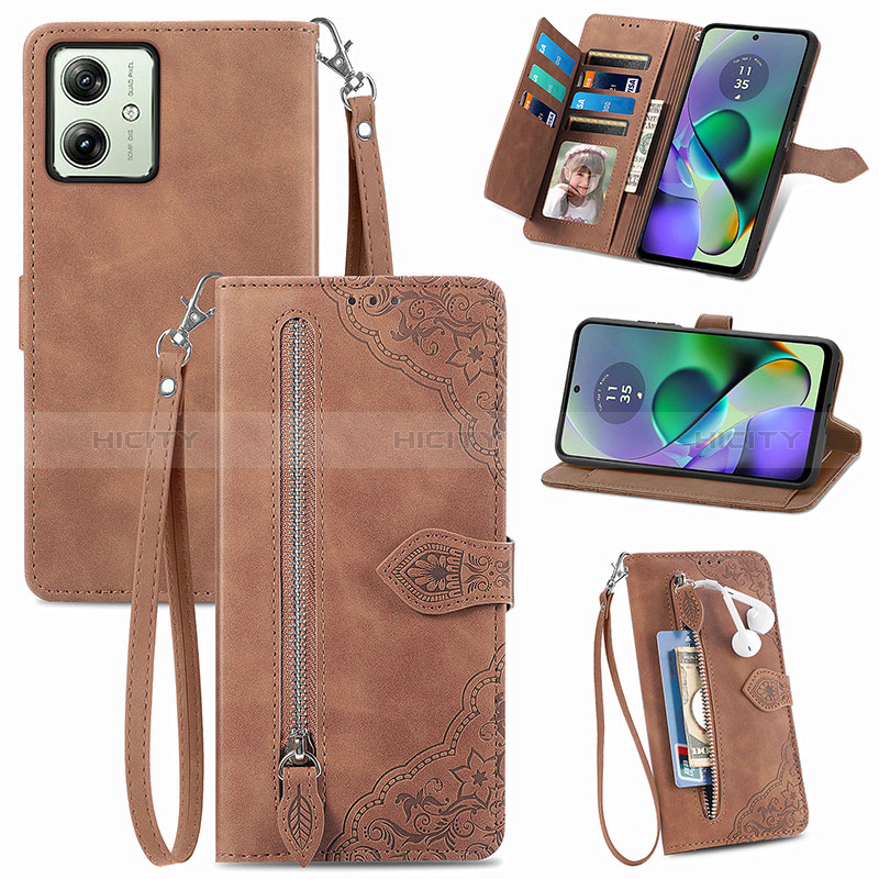 Handytasche Stand Schutzhülle Flip Leder Hülle S14D für Motorola Moto G54 5G groß