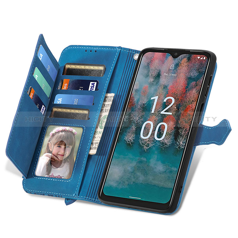 Handytasche Stand Schutzhülle Flip Leder Hülle S14D für Nokia C12 groß