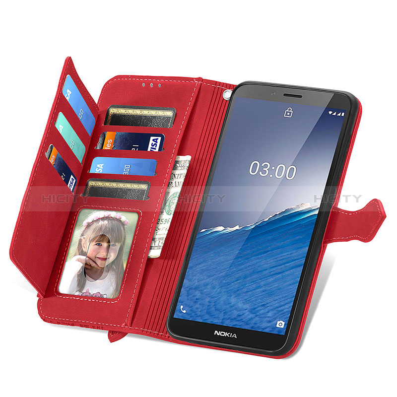 Handytasche Stand Schutzhülle Flip Leder Hülle S14D für Nokia C3 groß